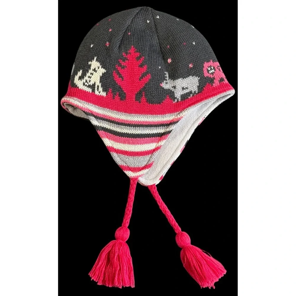 Columbia Youth Girls Beanie Winter Snow Hat Pink Gray Omni-wick One Size NWT
